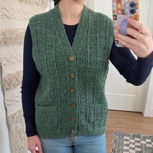 Vintage Hand Knit Wool Vest Size Small/Medium